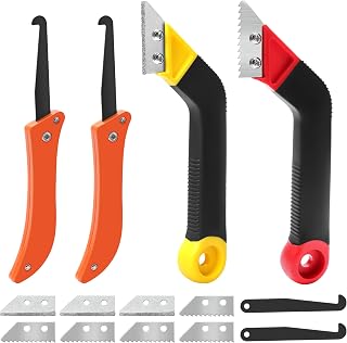 14Pack Grout Removal Tool Kit, COITEK 2-Shaped Tile Scraper with 8pcs Extra Blades, 2PCS Foldable Saw with 2P Grout Removal Knife for Tile Cleaning