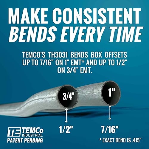 Miniatura 5 de TEMCo TH3031 Dobladora de compensación de conducto hidráulico de doble tamaño EMT de 1" y 34