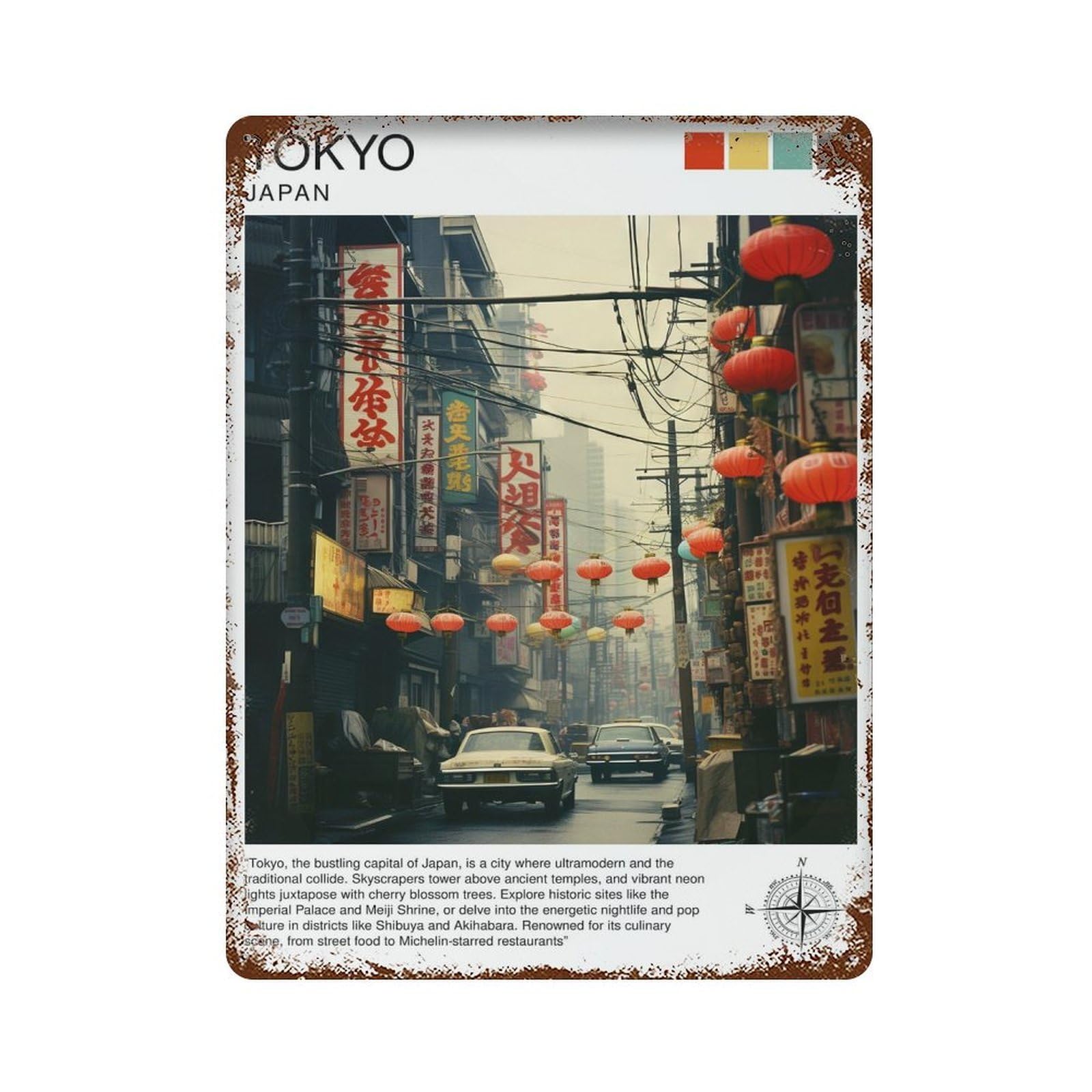 xiaoxiaoshen Tokyo Japan Travel Wall Decor Art Metal Tin Poster Modern Home Decor Art Home Bar Shop Decorations Vintage Sign 40x30cm