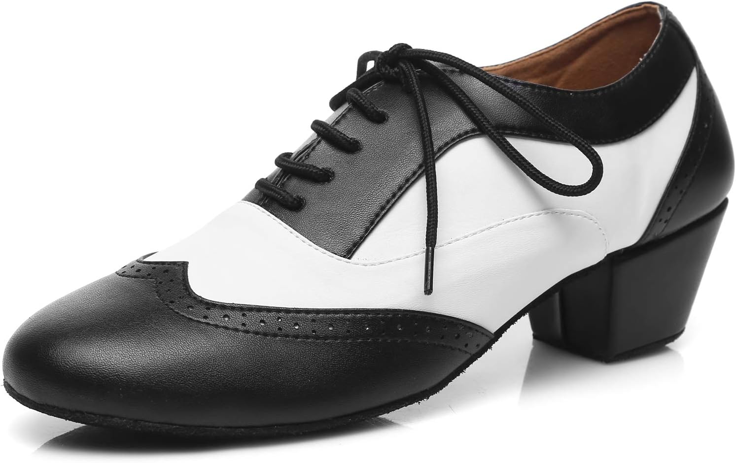 Minishion Dancing Shoes for Men 1" Standard Heel Leather Ballroom Dance Shoes