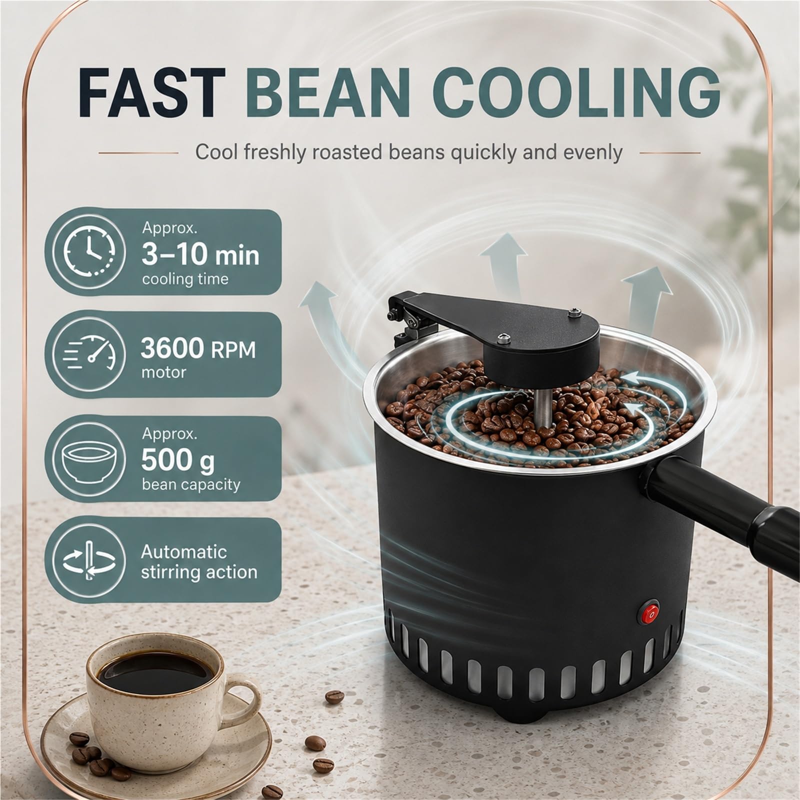 Dispositivo di raffreddamento elettrico for chicchi di caffè