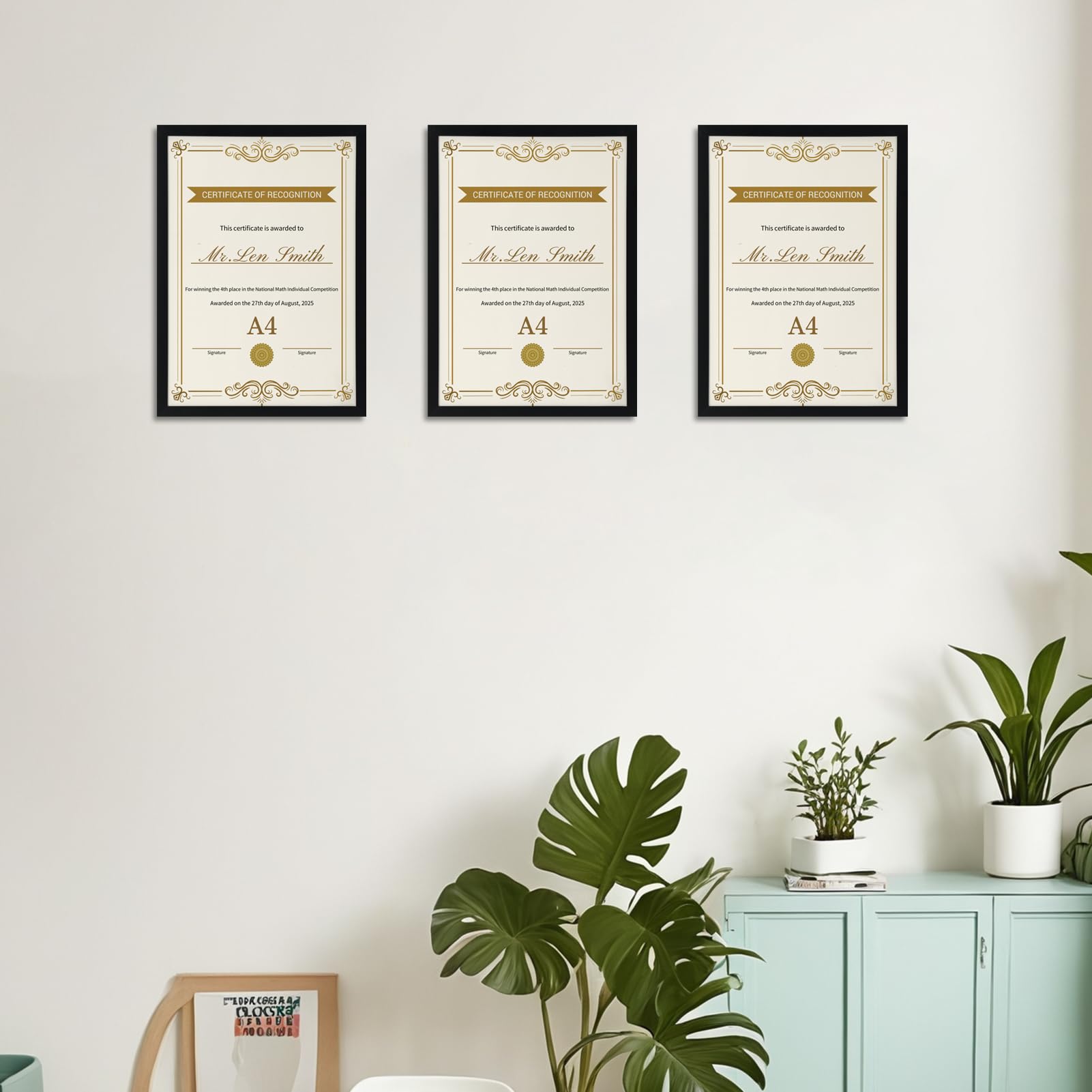 16 Pezzi Cornice A4, Cornice Nera per 21x29,7 cm Certificati, Foto, Disegni dei bambini e Documenti, Portafoto adatta per Soggiorno, Camera da Letto e Ufficio
