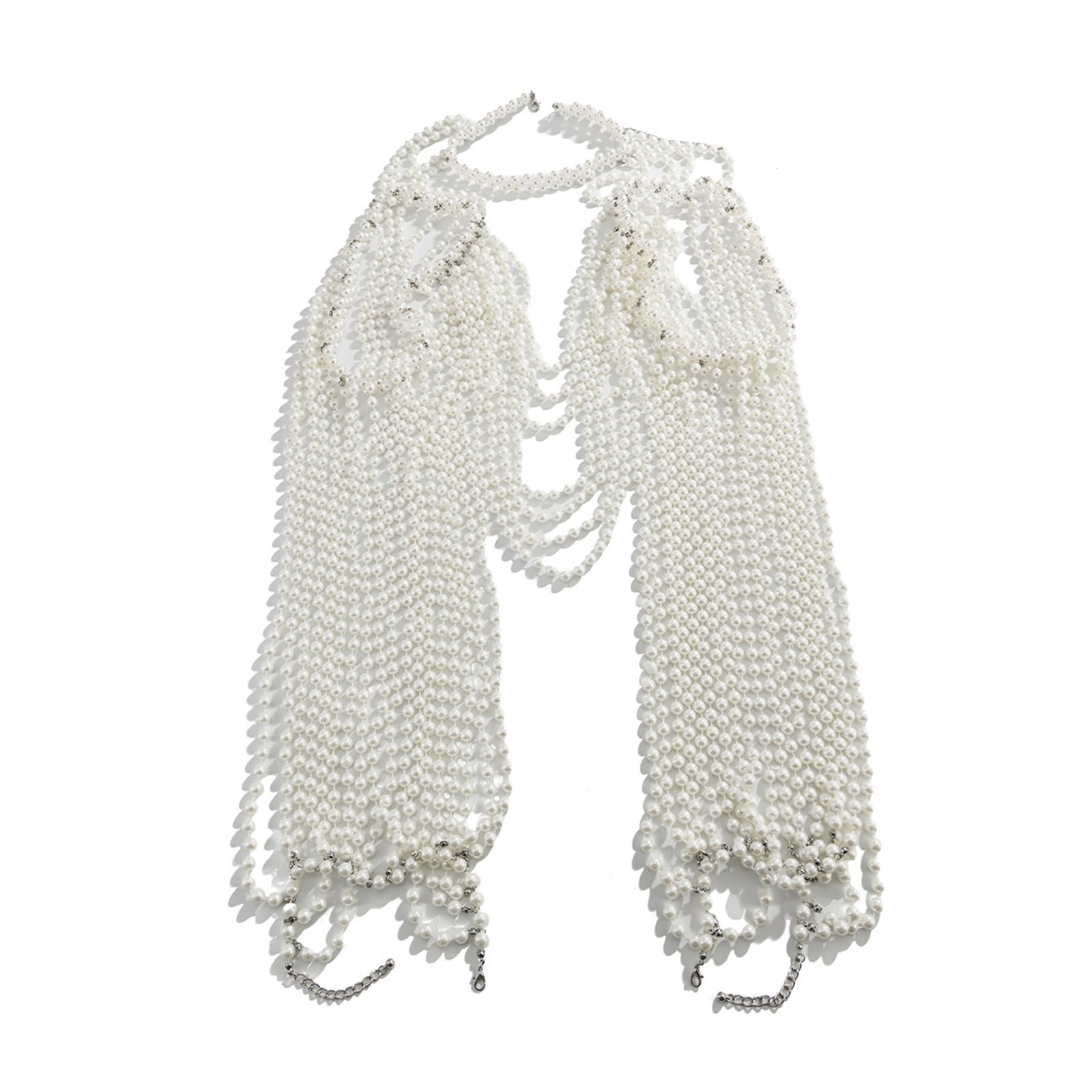 Collana per il corpo con perle di ispirazione vittoriana con frangia staccabile per eventi eleganti e fotografie, gioiello dal design leggero