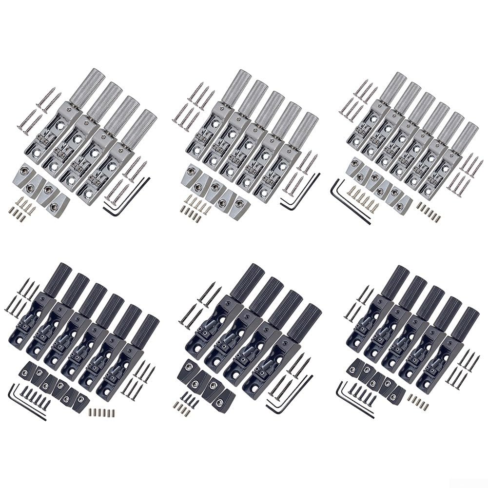 Headless Bassbrücke 5-Saiter Schwarz Metall Stabil(Black 6PCS)