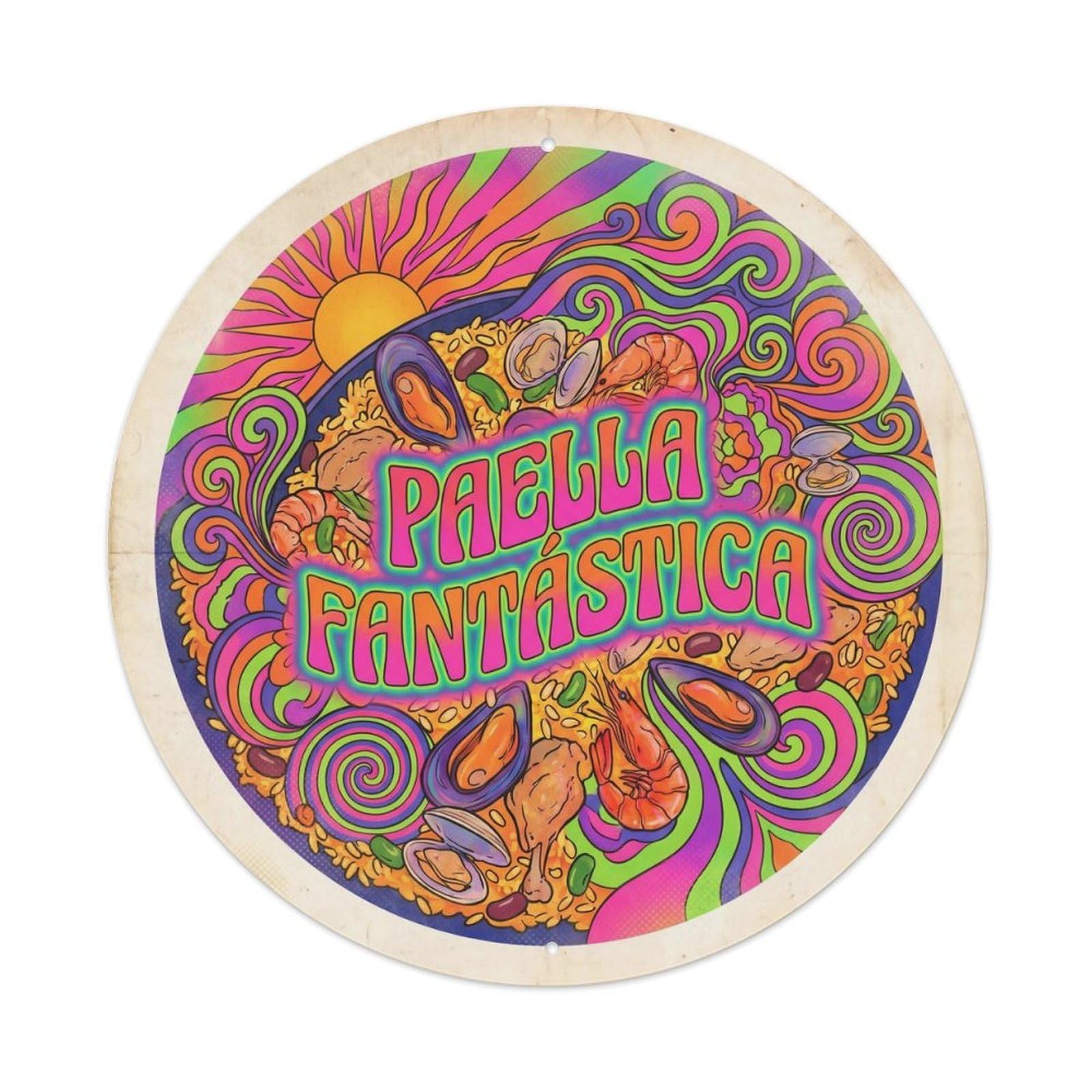 Paella Pan Psychedelic Spanish Food Culture Metal Tin Sign