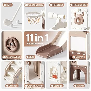 Babytronic Toddler Slide, 6 In 1 Kids Indoor Slide For Toddlers 1-3, Baby Indoor And Outdoor Climber Playset, Kids Slide