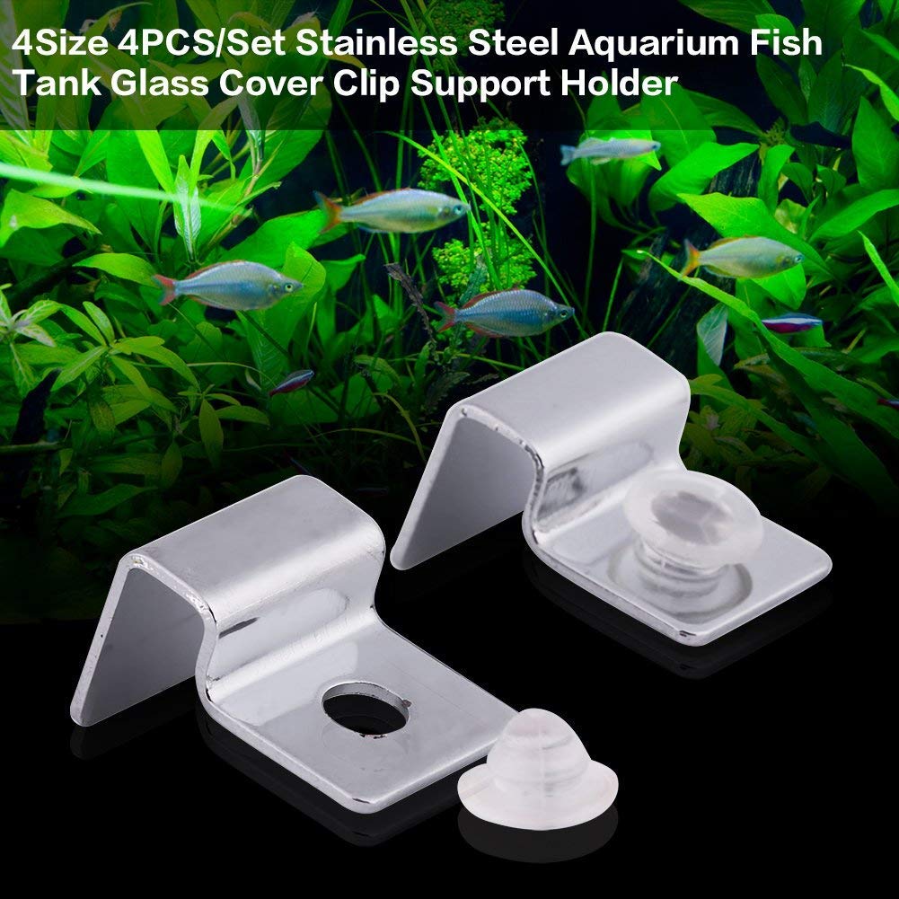 4 Taille 4 PCS/Set Aquarium Verre Couvercle Clip Support en Acier Inoxydable pour Fish Tank Couvercle en Verre avec Gel De Silice Tapis