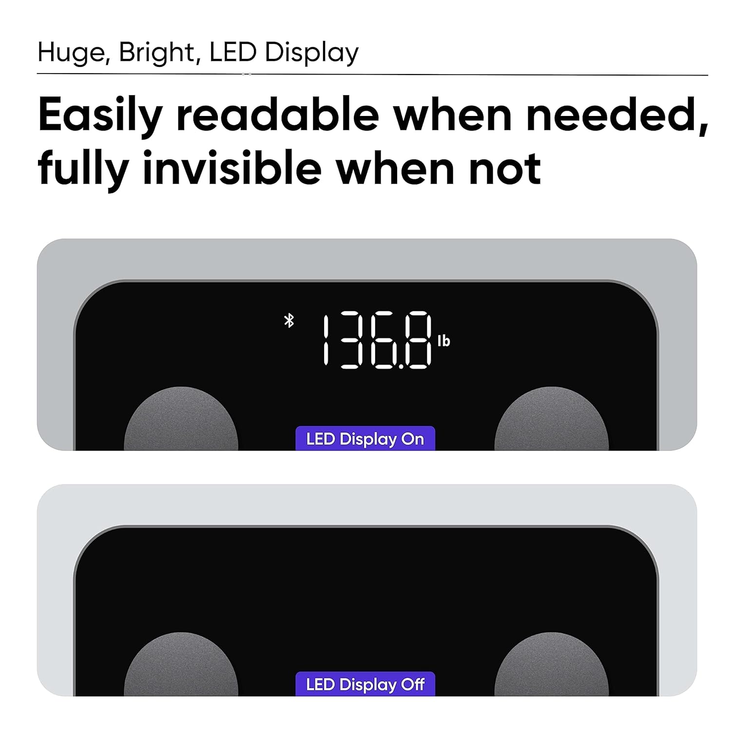 Black Wyze Smart Scale for Body Weight and Fat, Digital Bathroom Scale, Weighing Machine for People's Muscle BMI, Bluetooth Electronic Body Composition Monitor, 400lb