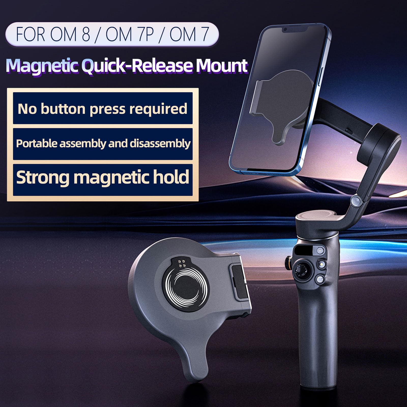 Gaekol Magnetic Quick-Release Mount Adapter for DJI Osmo Mobile 7P