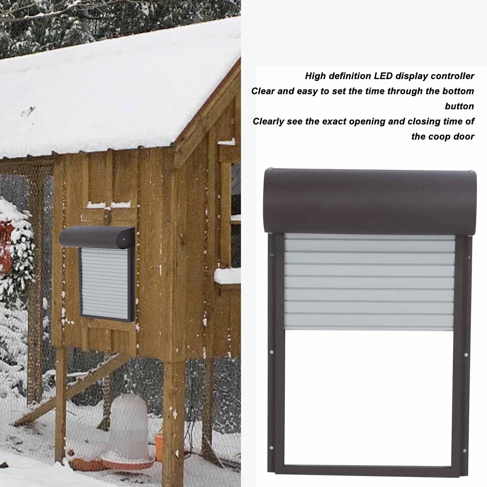 Solapa Automática para Pollos, Gallinero con Funcionamiento, Gallinero Eléctrico, Resistente Al Invierno, Puerta para Pollos con Energía Solar, Pantalla LCD con Temporizador para