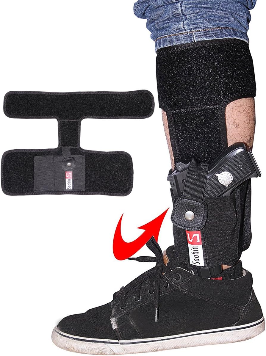 Ankle Holster for Concealed Carry - Neoprene Concealed Carry Leg Holster - Elastic Wrap with Magazine Pocket for Glock 26, 27, 30, 42, 43, Smith & Wesson Shield, Bodyguard .380, Sig Sauer