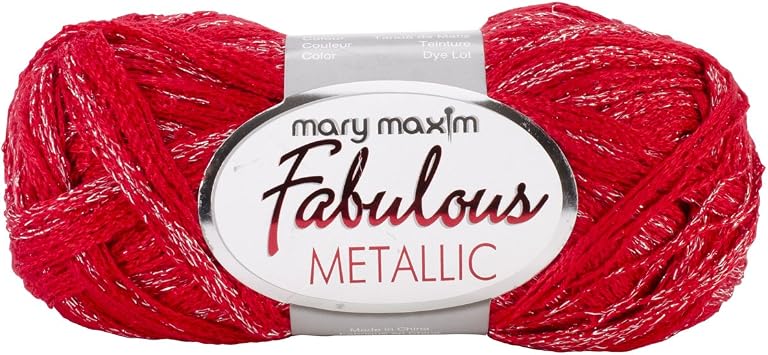 Mary Maxim Fabulous Metallic Yarn, Red