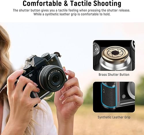 Miniatura 3 de NEEWER Z f - Empuñadura en forma de L para Nikon Z f, placa base de montaje de cámara ultra fina retro con mangobotón obturador de latón, compatible