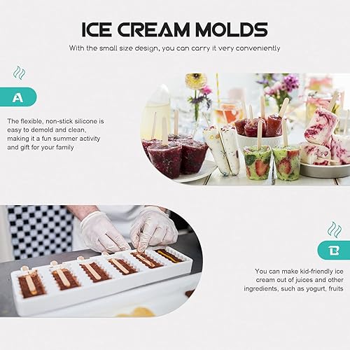 Miniatura 7 de Cabilock Molde de helado de silicona para paletas de hielo para árbol de Navidad, pastel de bricolaje con palos de madera, 1 juego