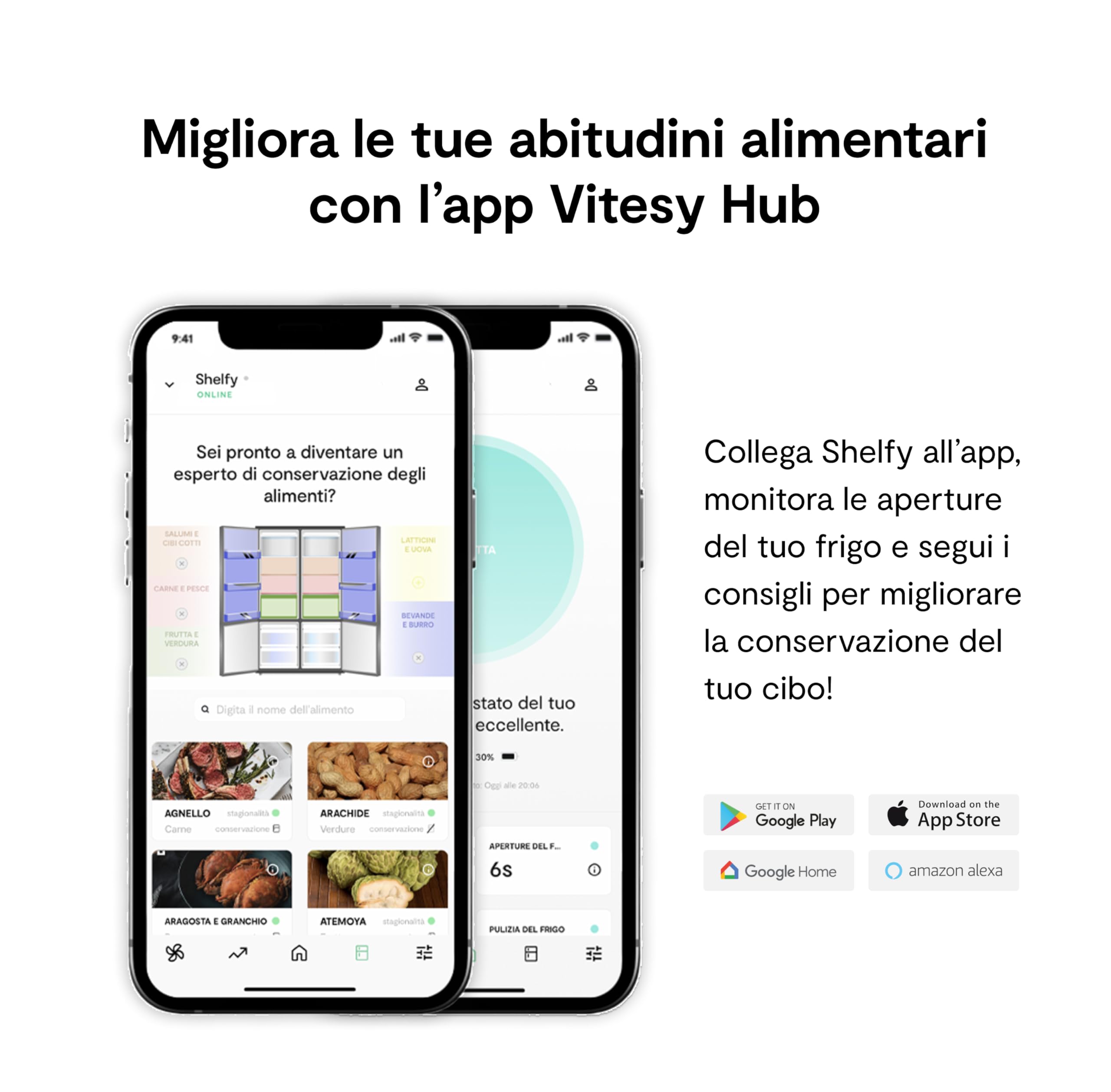 VITESY SHELFY Smart Device per Frigorifero | Estende Freschezza Cibo e Riduce Spreco Alimentare | Rimuove Cattivi Odori | Tecnologia IoT | Filtro Fotocatalitico e Lavabile | Ricarica USB-C (Avorio)