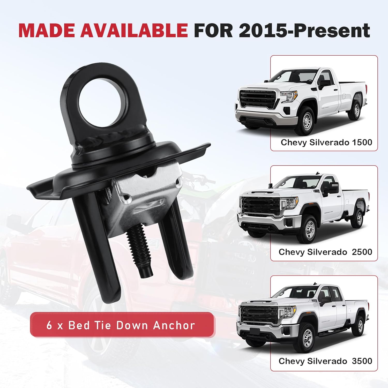 6PCS Tie Down Anchors fit for 2014-2025 2026 Chevy Silverado＆GMC Sierra 1500 2500 3500, 2015-2024 Colorado＆Canyon Truck Bed Tie Downs for Car Replacement #23146899 Automotive Accessories