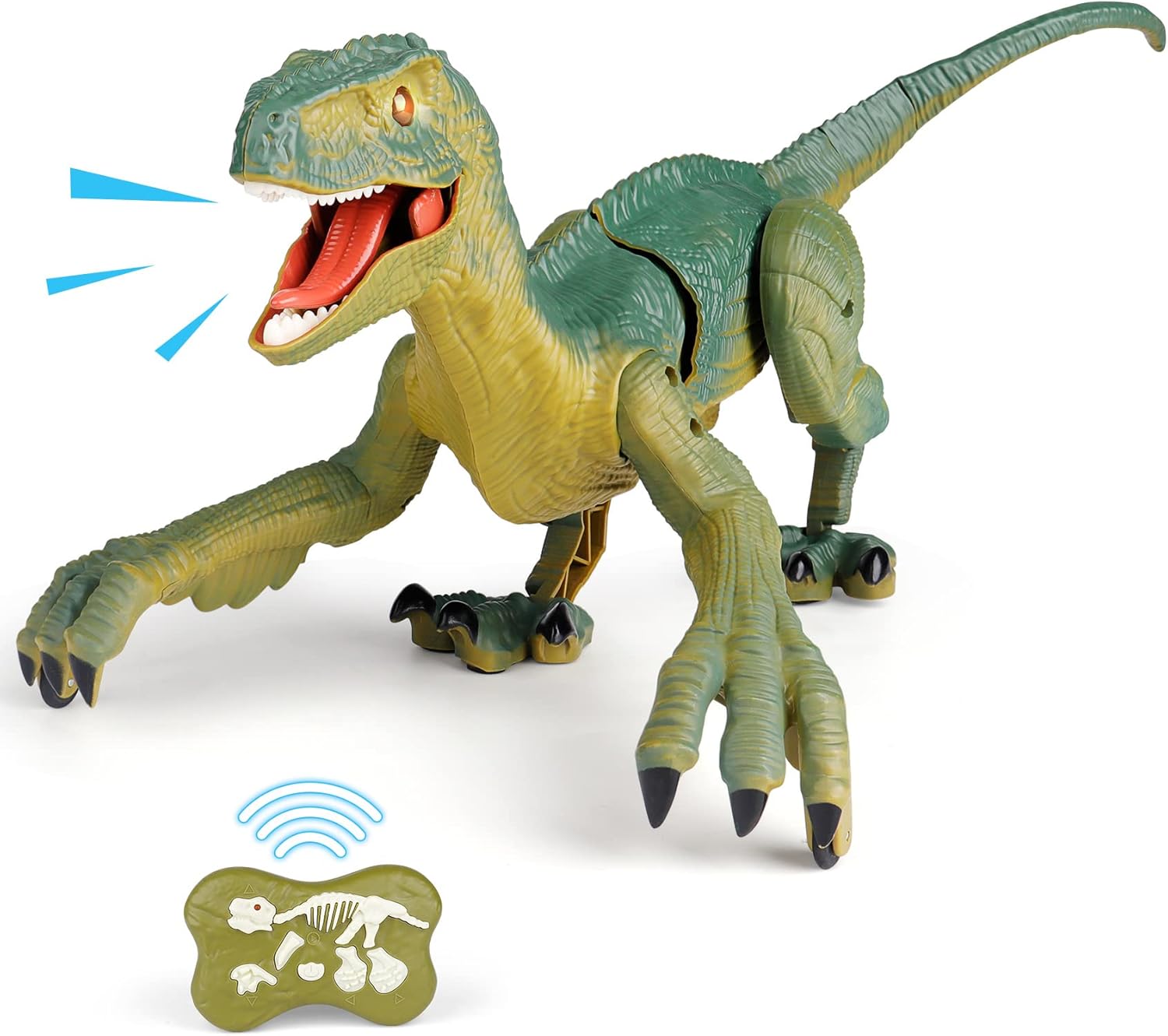 VERTOY Remote Control Dinosaur Toys for Kids - Build a Big Walking Velociraptor Dino with Light