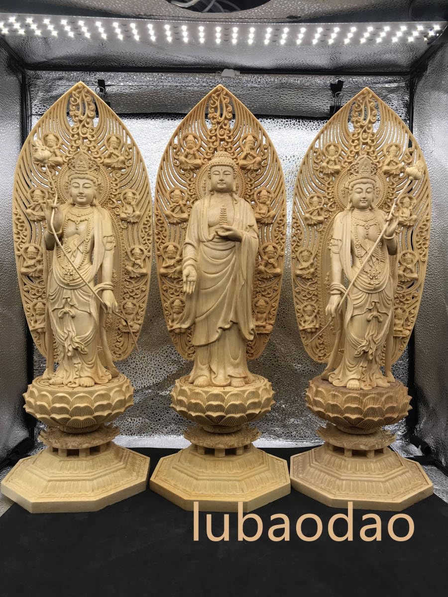Amazon.co.jp: 仏教工芸品 薬師如来三尊 立像 日光菩薩 薬師如来 月光 