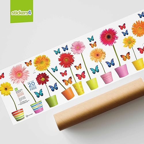 Miniatura 5 de 10 macetas y calcomanías de flores para ventanas de vidrio, calcomanías de ventana de flores florales para ventanas de primavera y verano