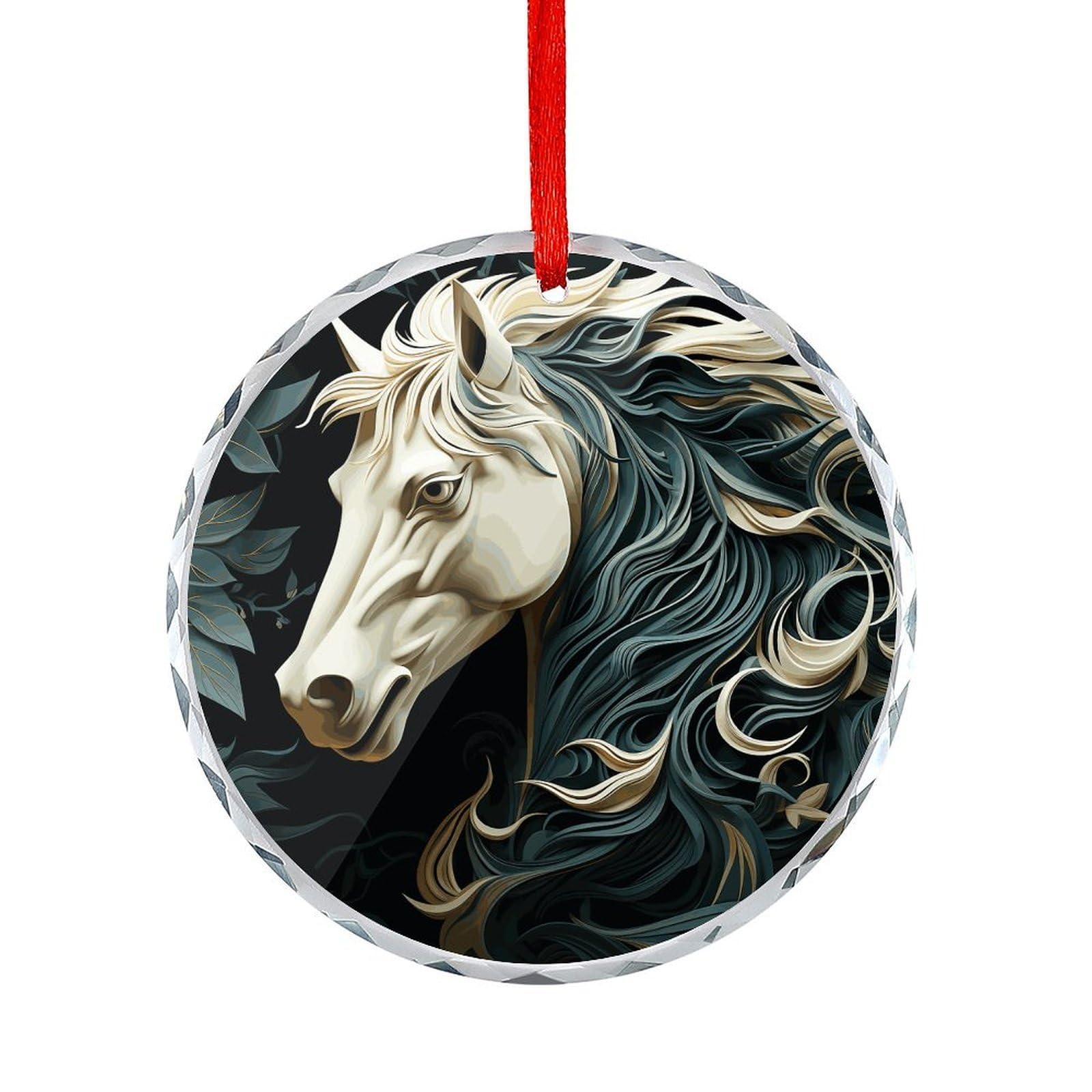 Btcowzrv Style Horse Pattern Round Ornament Hanging Pendant Decor