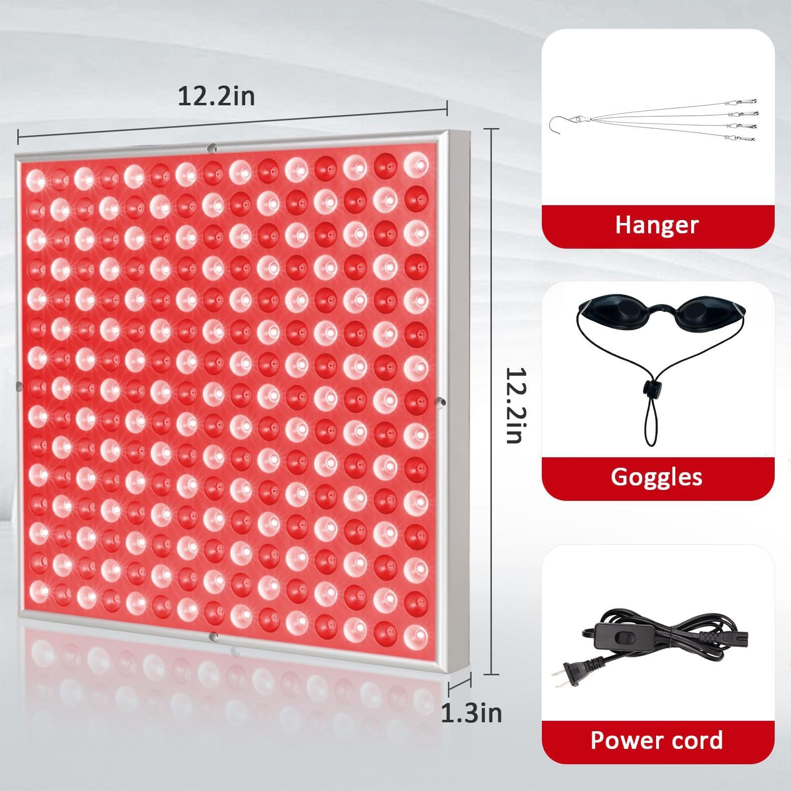 Panel de Terapia de Luz LED de 45W Rojo 660nm & Infrarrojo Cercano 850nm Combo para la Piel de la Cara y el Cuerpo, Uso Casero Portátil