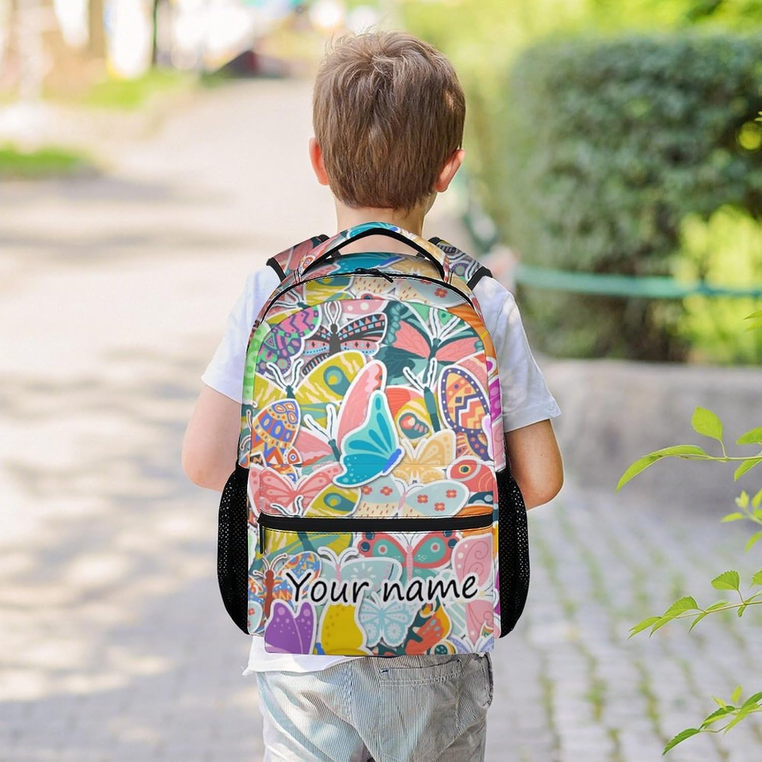 Personalized Butterfly Backpack for Girls - 16 Inch Aesthetic Backpack for School - Colorful, Large Capacity, Durable, Lightweight Bookbag for Kids Travel