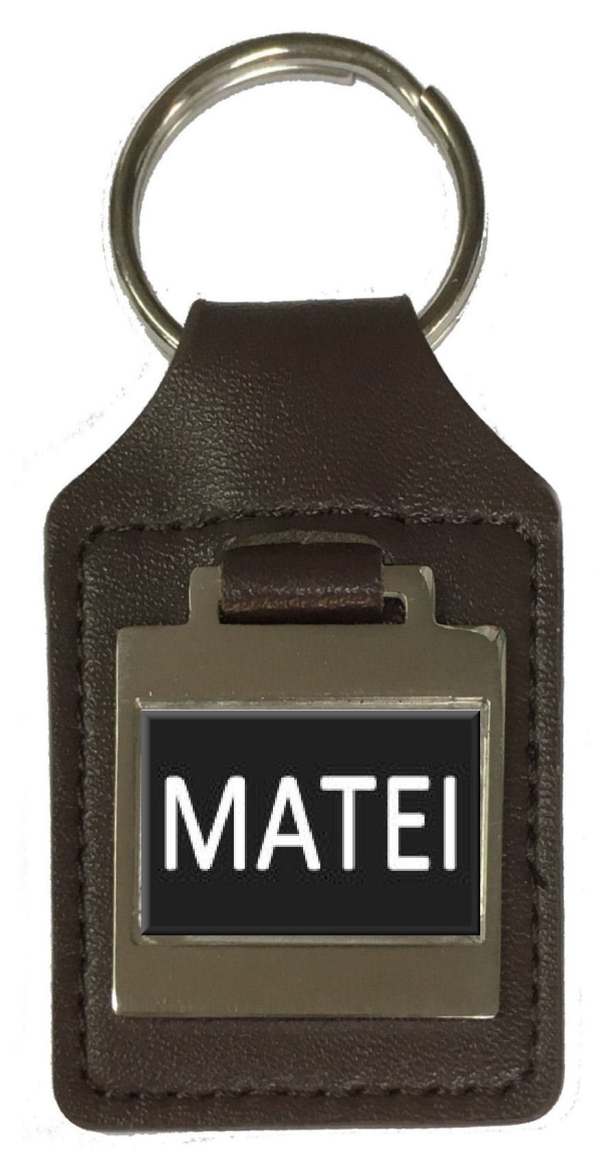 Llavero de Piel con Nombre de cumpleaños y Grabado Opcional - Matei