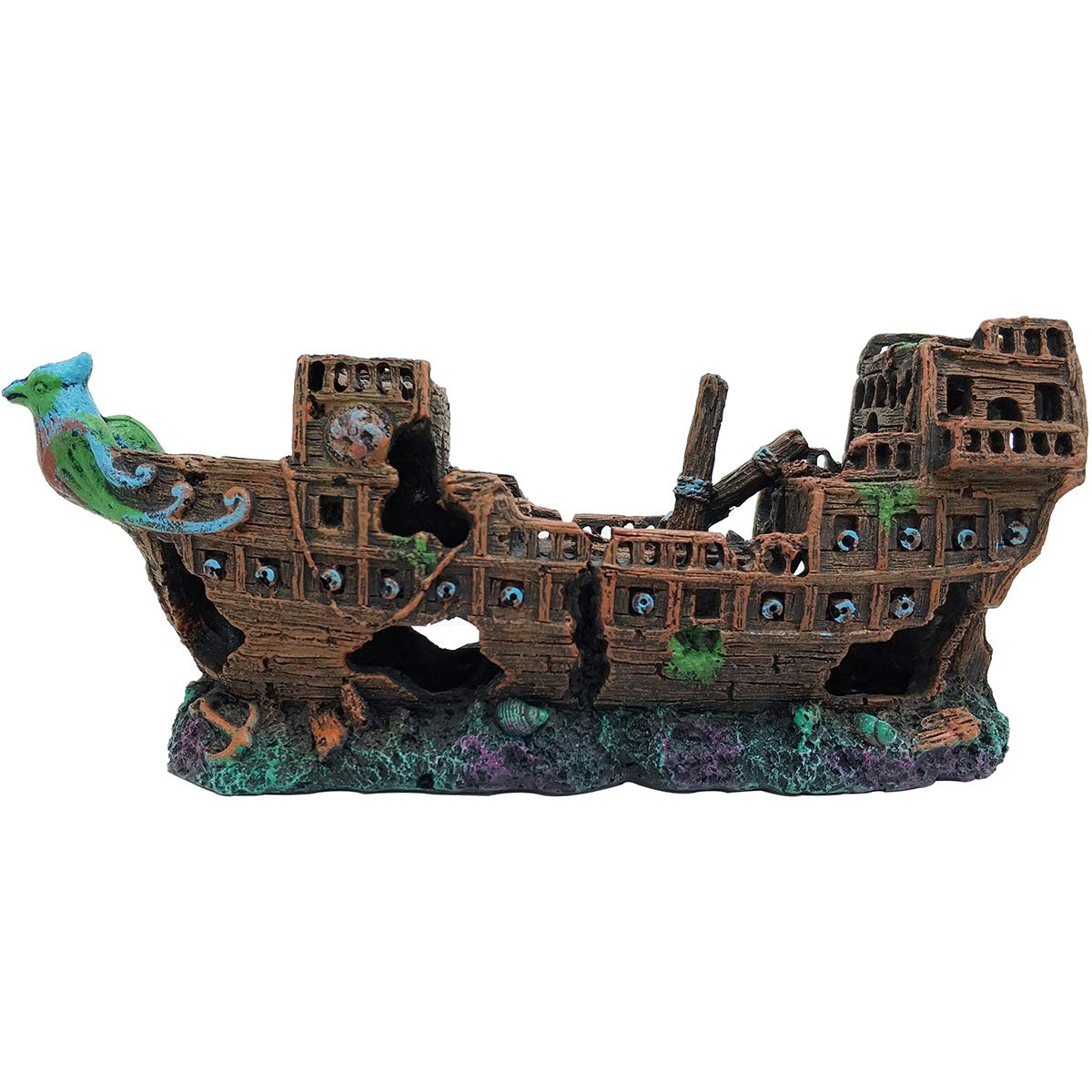 MEIZI Decoraciones para Acuarios 24x10x7CM Decoraciones para Peceras de Resina Accesorios de Decoración de Pecera de Resina Artificial (Naufragio)
