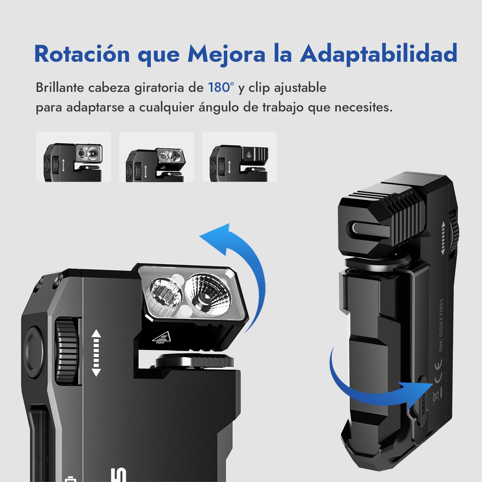 WUBEN G5 Linternas LED Alta Potencia 400 Lúmenes, Linterna LED Recargable USB RGB Potente, Linterna Led Pequeña a Pilas, IP68 Impermeable Portátil Flashlight Emergencia Camping（Negro）