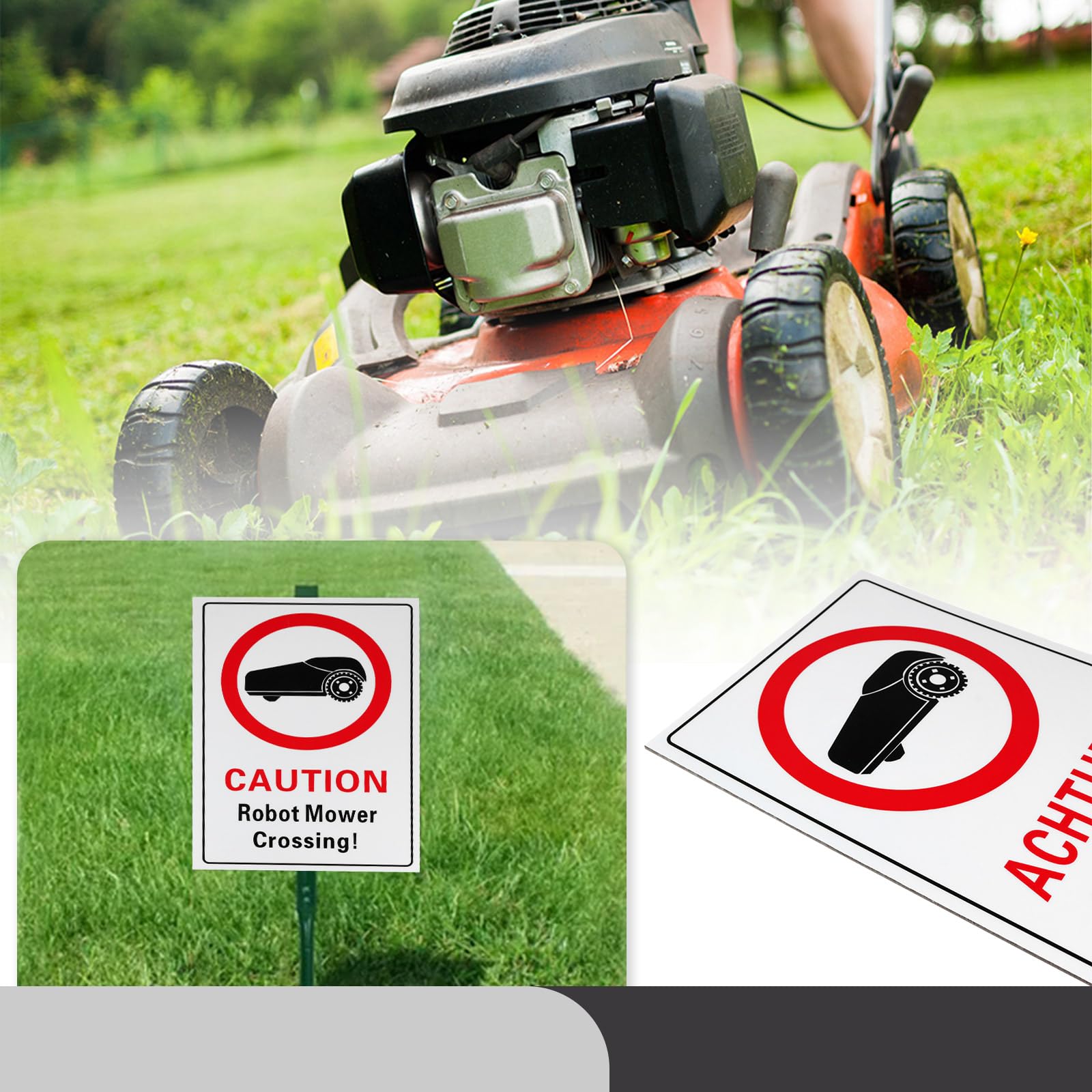 SG Store 2PCS Robot Lawnmower Warning Signs 300x200mm Aluminium Composite Weatherproof Digital Print Ideal for Outdoor Indoor Use(English) - Image 3