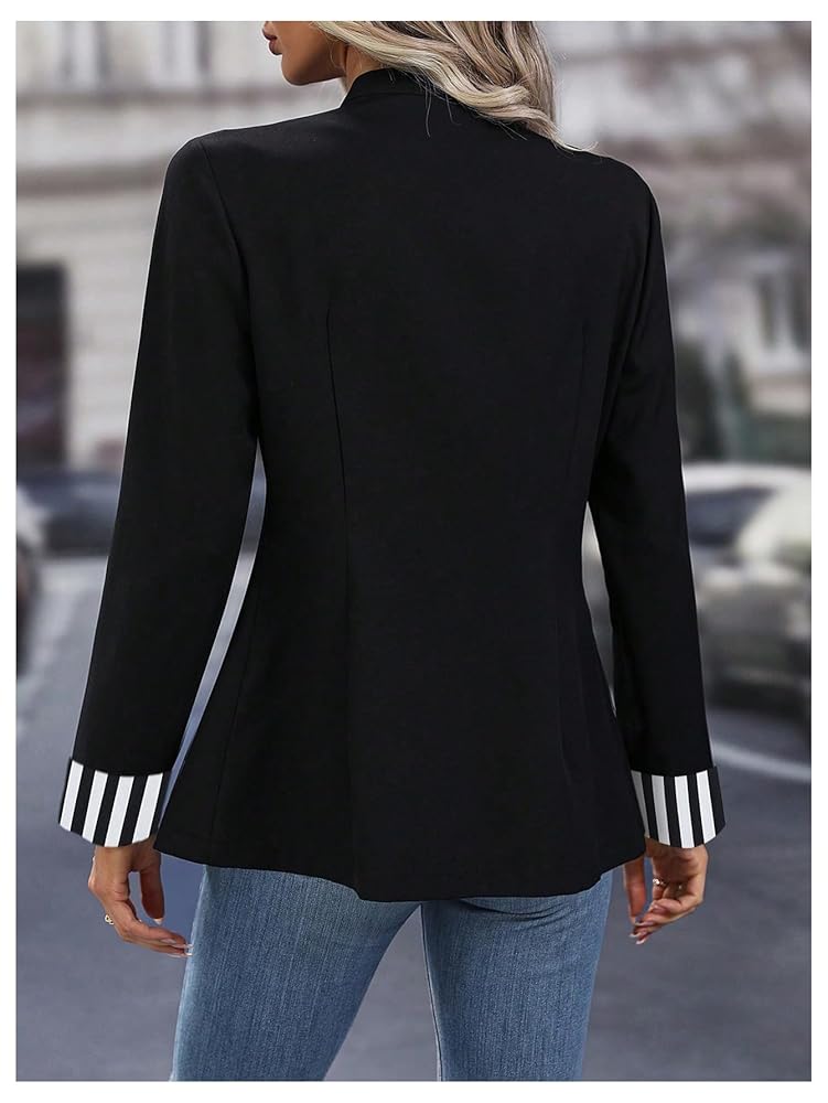 ◆typeservice◆ Striped Ruffled Strap Jacket Black OSTJ12BKF Striped Ruffled Strap Jacket [Black] - 타입서비스