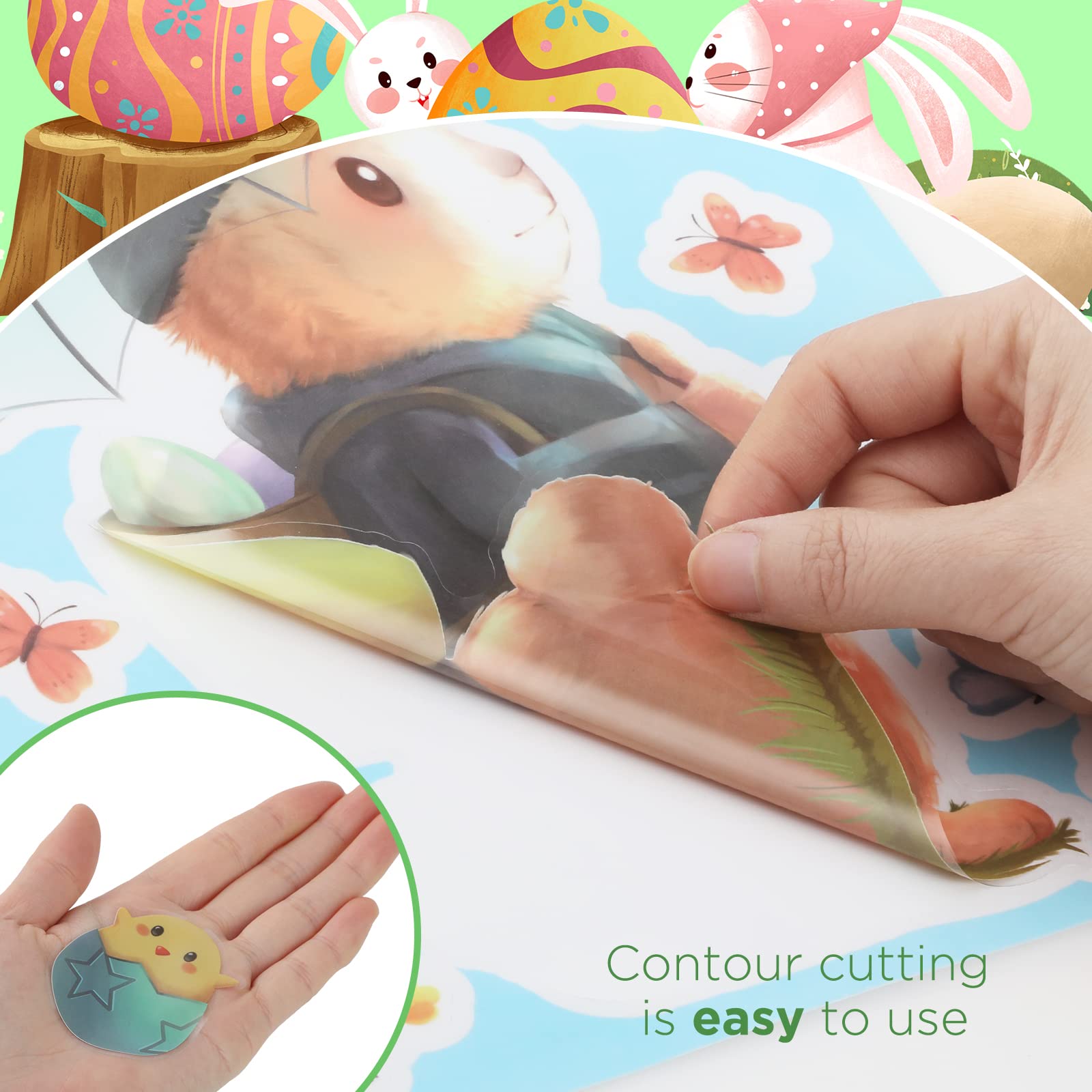 Adesivi Per Finestre Pasqua Hianjoo - 140 Pezzi, Coniglietti, Uova, Fiori, Statici E Riutilizzabili - Foto 10