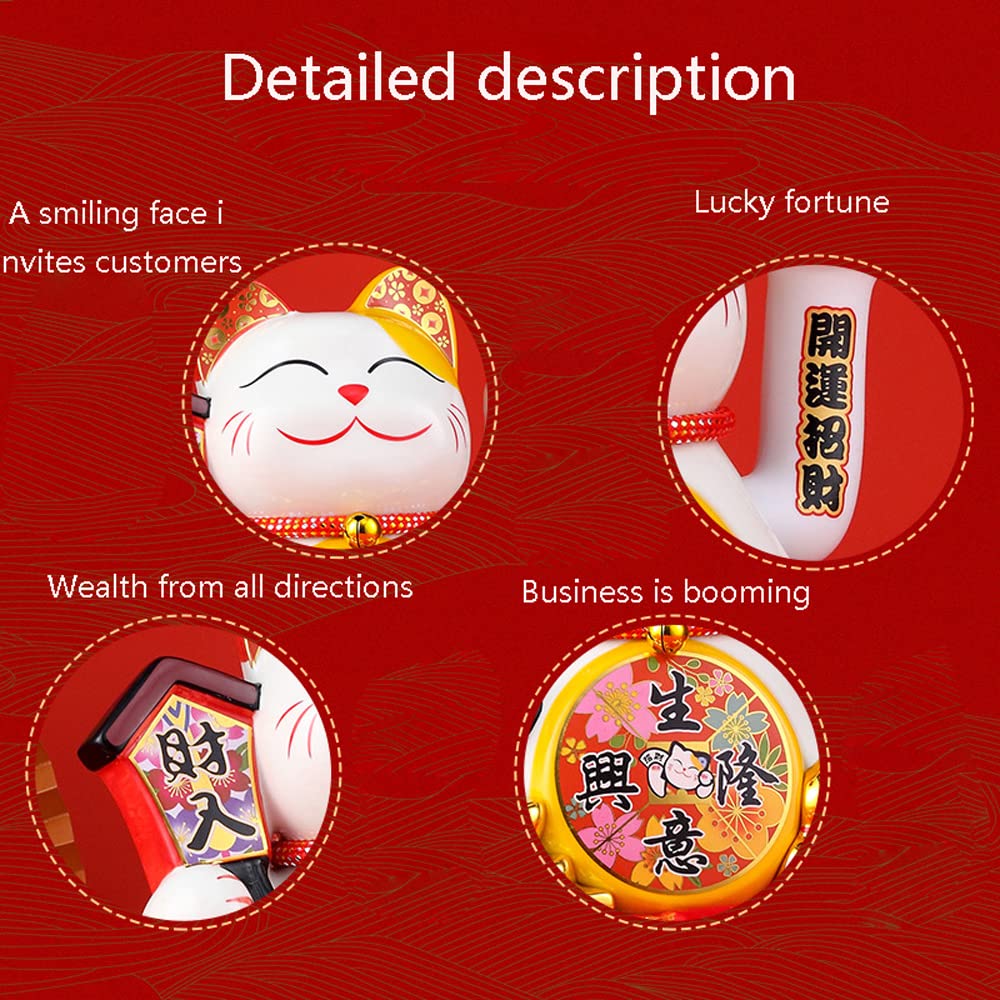 Maneki Neko Chino,Gato de la Fortuna de la Suerte con Brazo Ondulante,Gato de la Suerte de Cerámica,Gato de la Suerte Eléctrico Grande,para Tiendas,Restaurantes,el Negocio Está en Auge