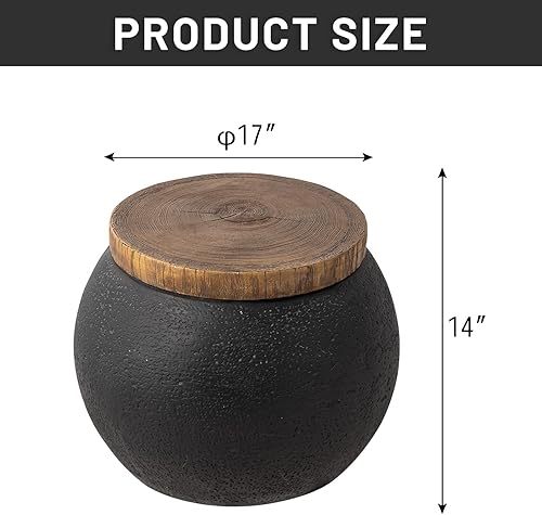 Miniatura 2 de Mesa auxiliar de tambor de hormigón, mesa auxiliar con escritorio de madera sintética, mesa auxiliar decorativa, taburete de plantas para decoración