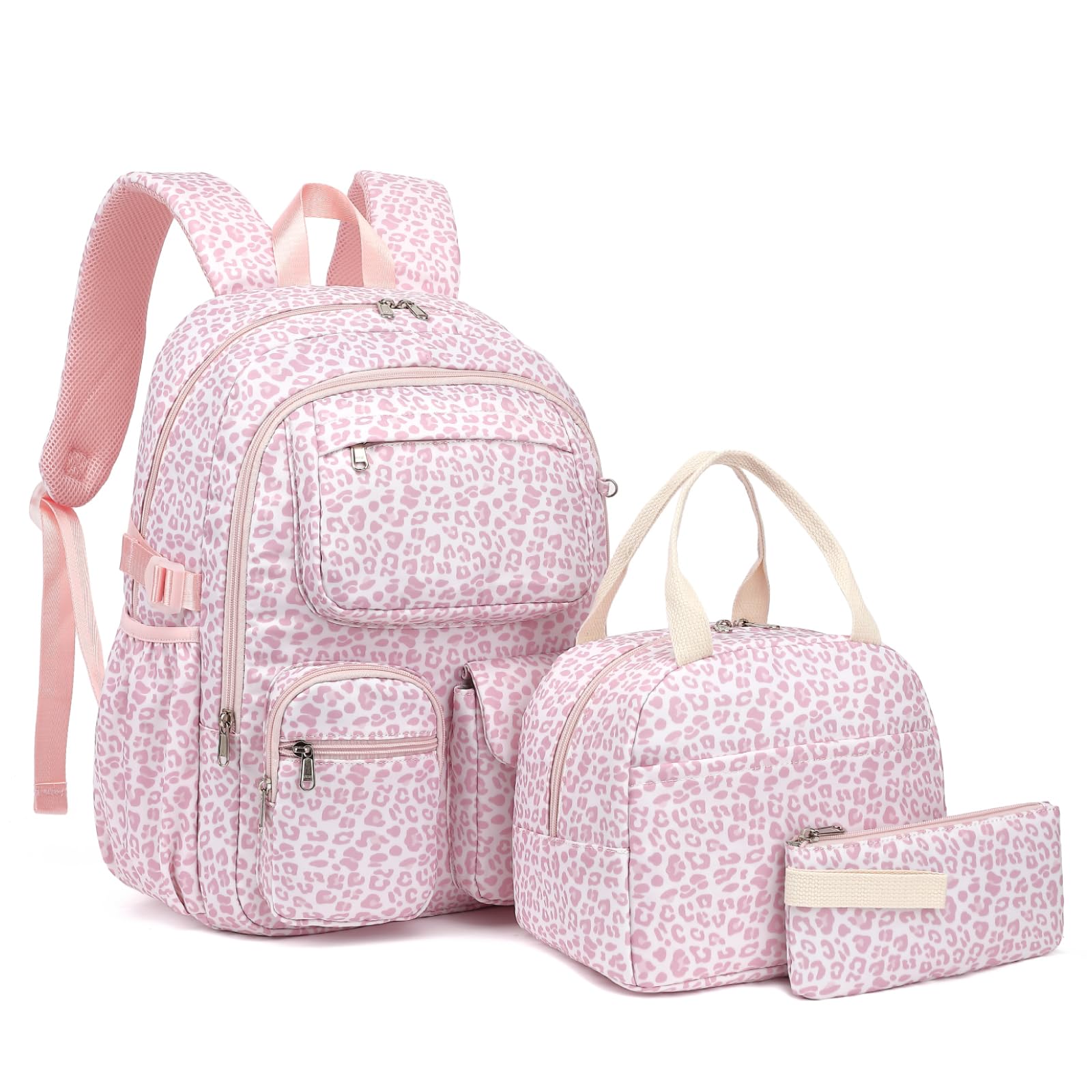 Lroiutian Girls Backpack Set for School Backpacks with Lunch Box Pencil Case 3 Piece Bookbags, Kids Elementary Teen Student Lightweight School Bag