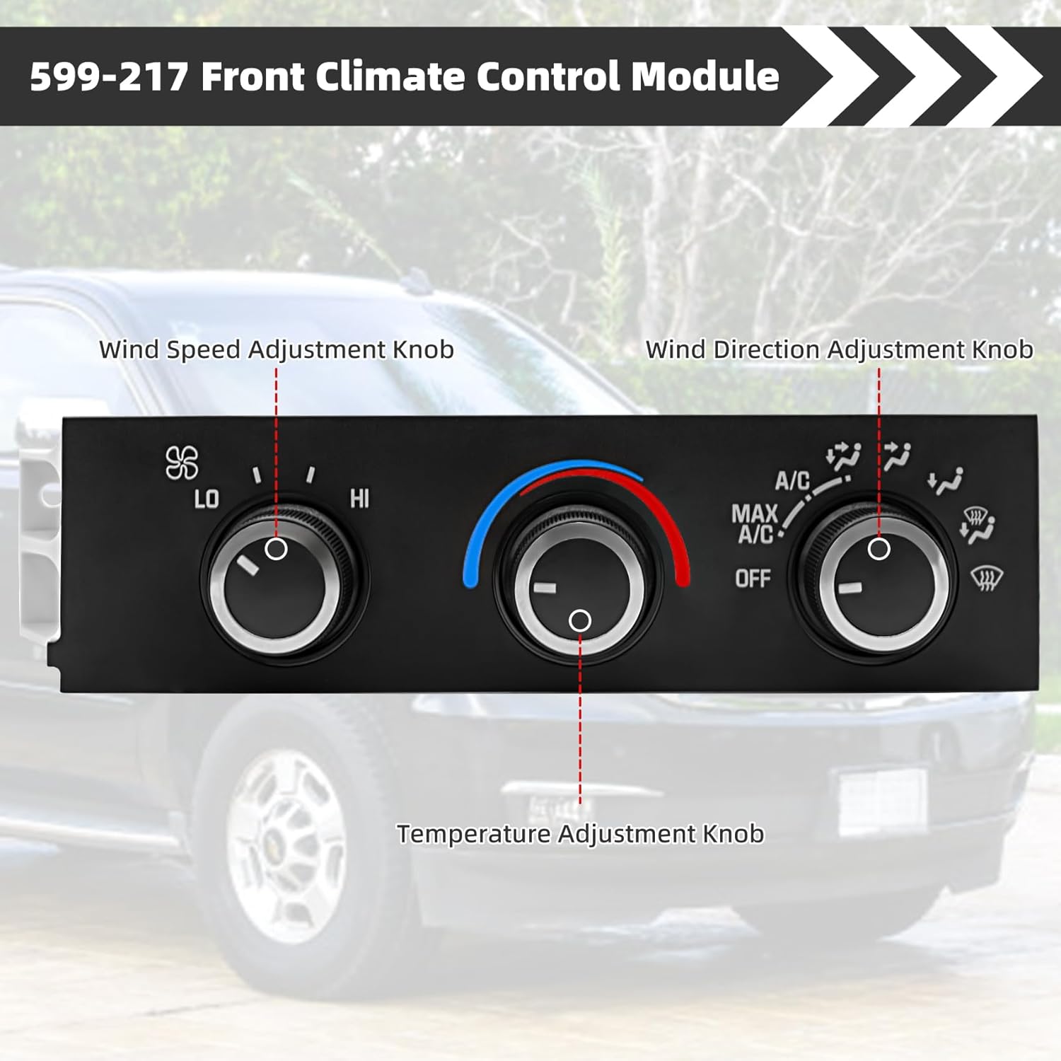 599-217 Front A/C Heater Climate Control Module Panel Switch Compatible with 1996-2020 Chevrolet Express 1500 2500 3500 4500 Astro, Chevy C4500 C5500 C6500,1996-2020 GMC Savana Safari, OE# 15073274