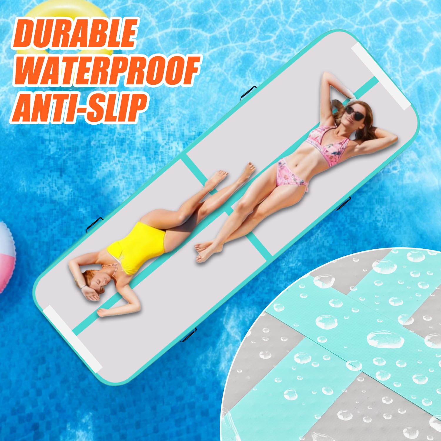 Aufblasbare Air Matte Tumble Track, 3m/4m/5m Tumbling Matte Turnmatte, 10cm hoch rutschfeste Gymnastikmatte für Zuhause, Outdoor, Fitness, Yoga, Training, Cheerleading