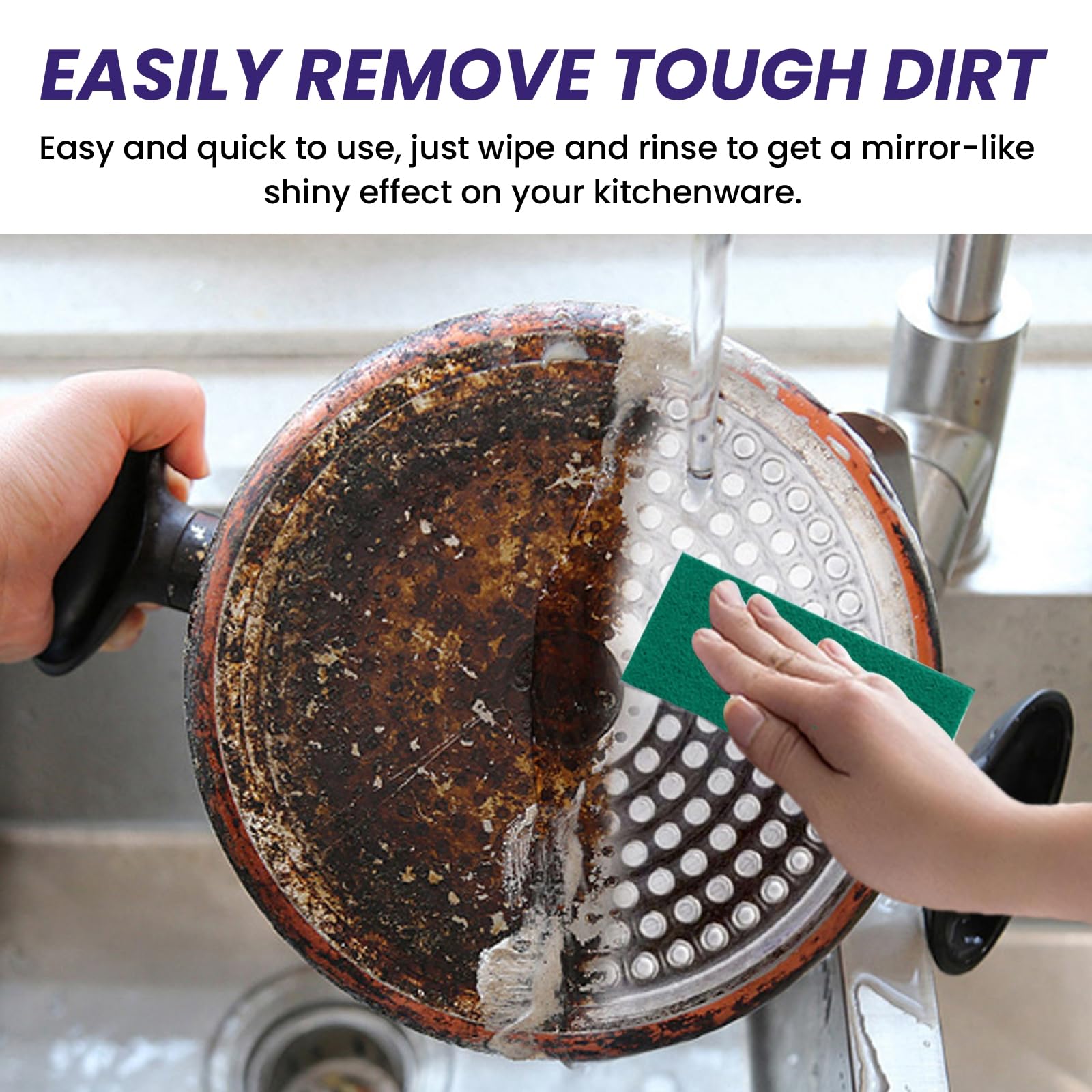 JDLYEVER Stainless Steel Cleaner Polish 100g with Scouring Pad, Powerful Cleaning Action, Restores Shine, Removes Tough Stains & Rust, Safe & Non-abrasive, Long-lasting Result, Fresh & Clean Fragrance