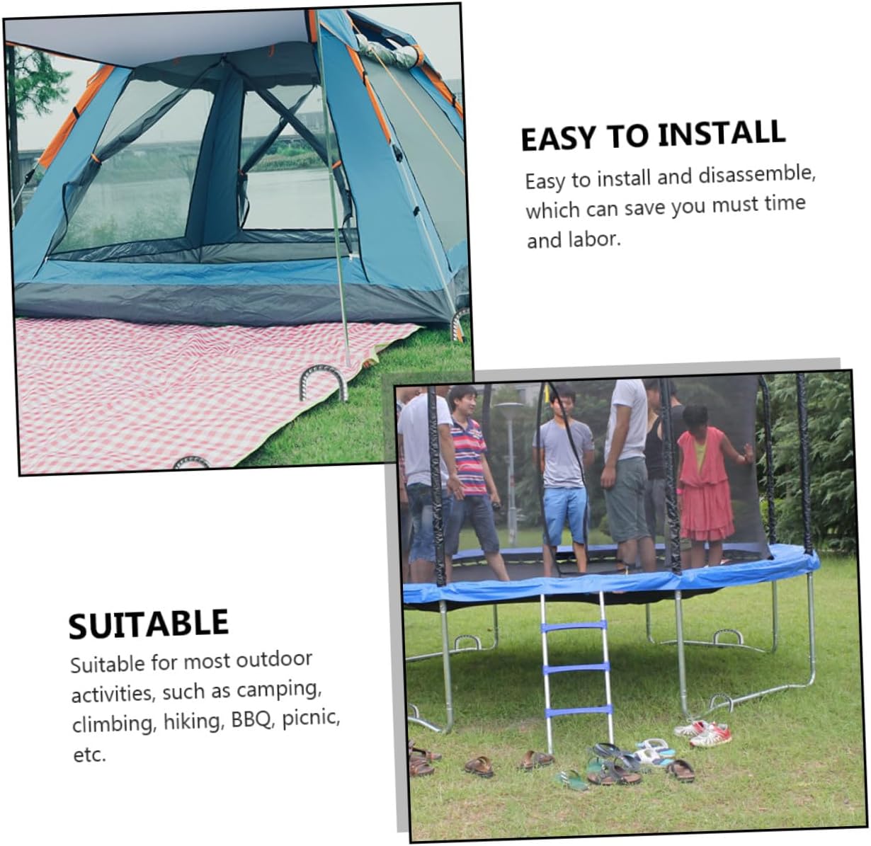 BESPORTBLE 4Pcs Galvanized Steel Camping Pegs Heavy Duty Tent Stakes with Hook Rust-Resistant Garden Ground Nails for Securing Tents Trampolines Swings Outdoor Anchors