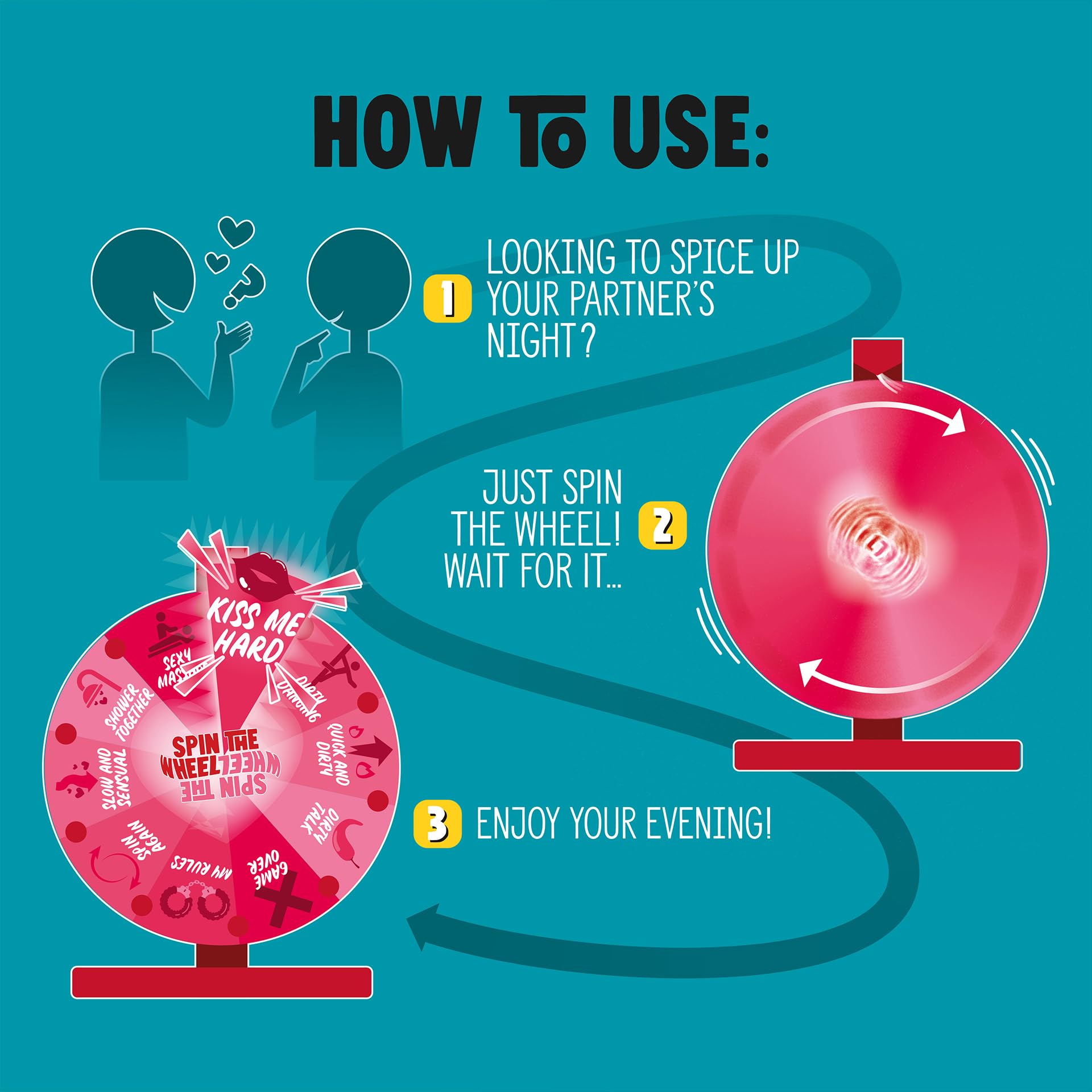 Legami - Ruota delle Risposte, Spin The Wheel, Gioco della Ruota Sexy, 10 Possibili Attività, Dettagli Luminosi al Buio