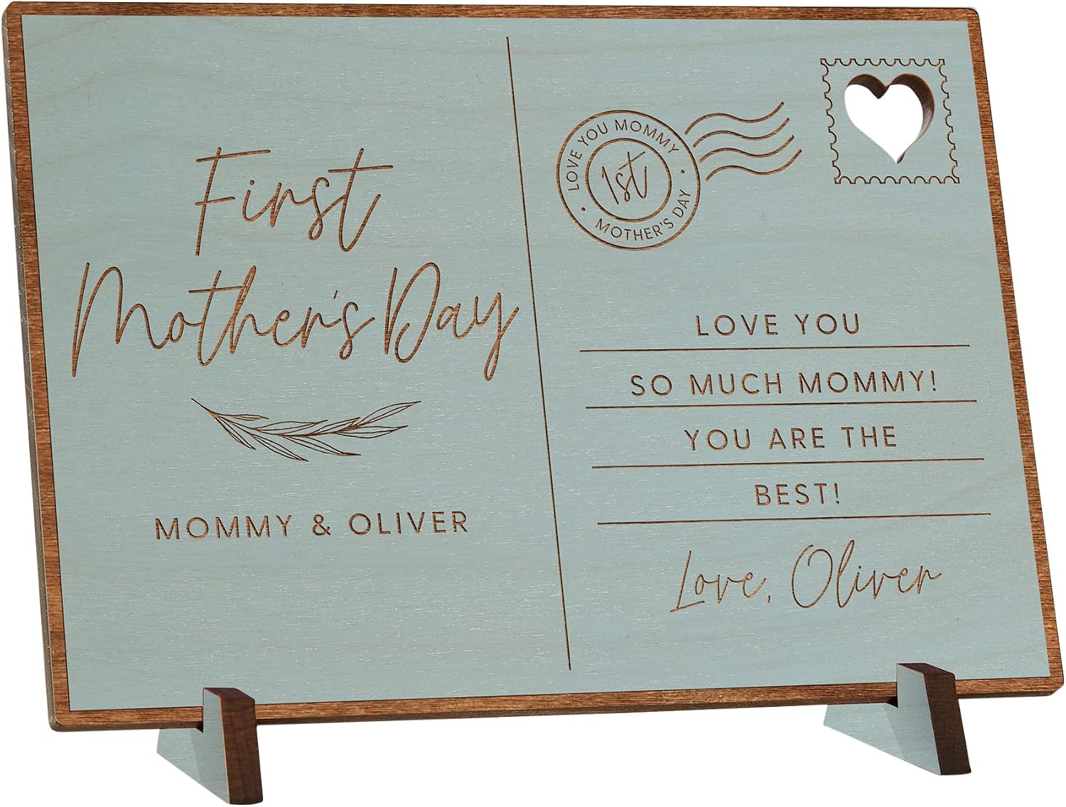 Personalization Universe First Mother's Day Love Personalized Wood Keepsake - Natural Wood Sculpture