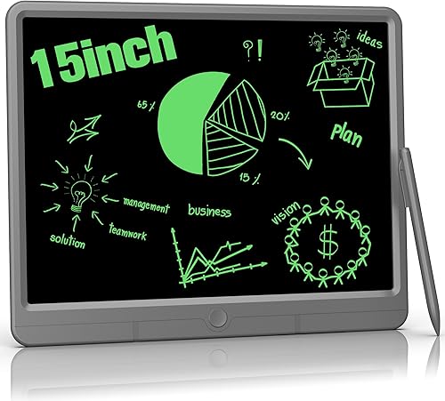 TUGAU Tableta de escritura LCD de 15 pulgadas, bloc de escritura electrónica borrable, tablero de dibujo grande, tableta de dibujo portátil, regalo