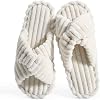 Cosy Pyro Slippers for Women House Bedroom Furry Cross Bands Slide Shoes Anti-Skid Sole Open Toe Slippers