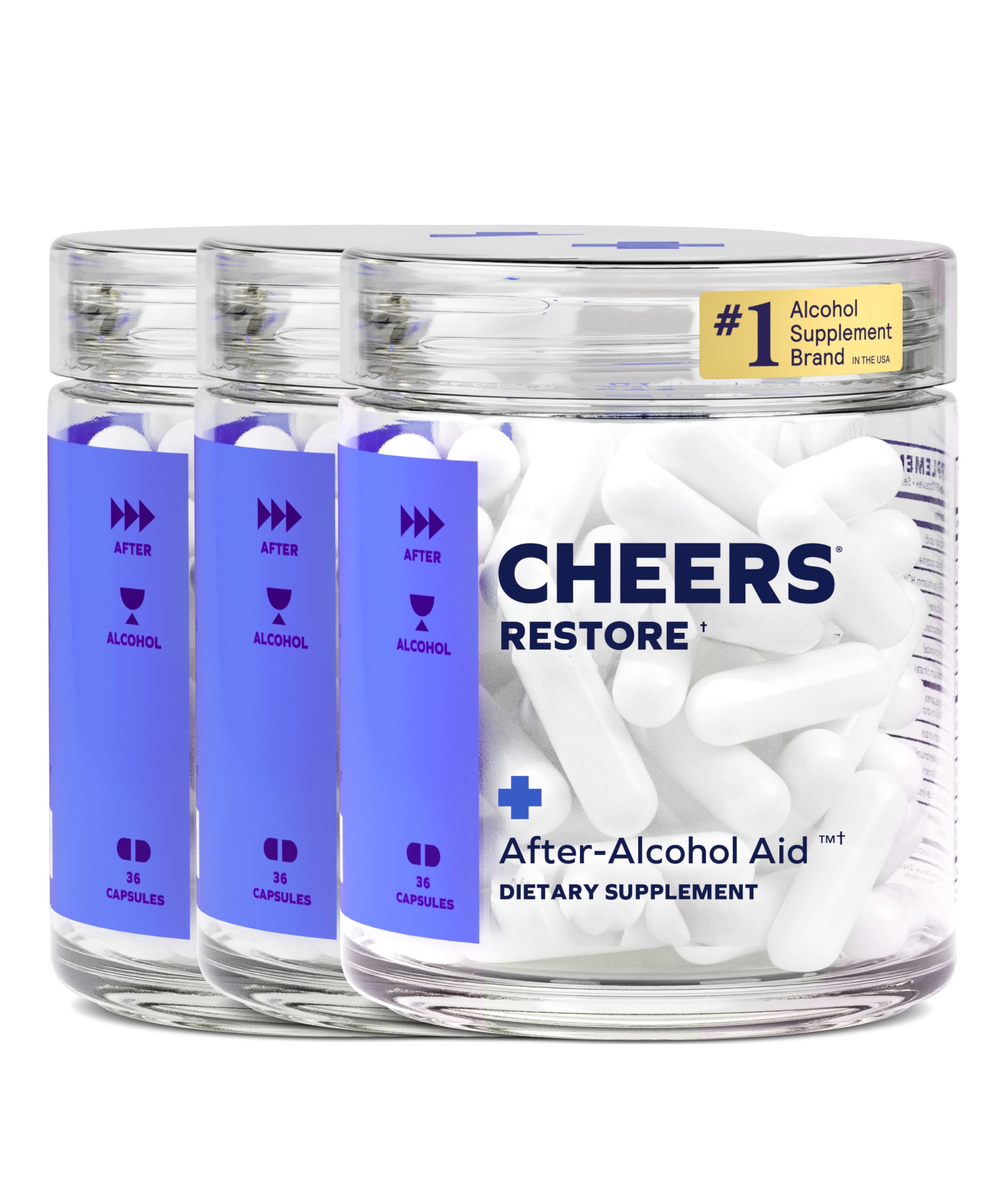 Cheers Restore | Supplement with DHM + L-Cysteine | Feel Better After Drinking & Support Your Liver | 36 Doses | Dihydromyricetin, Cysteine, Milk Thistle, Prickly Pear, B-Vitamins, Ginger
