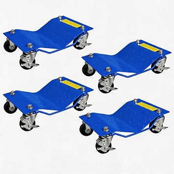 Car Wheel Dolly Set of 4, Heavy Duty Vehicle Dolly with 360  Lockable Casters, Thickened Steel Plate, 3 Ton Capacity, Steel Tire Skates with Non-Slip Design & Easy Assembly for Car, Truck, Garage Auto