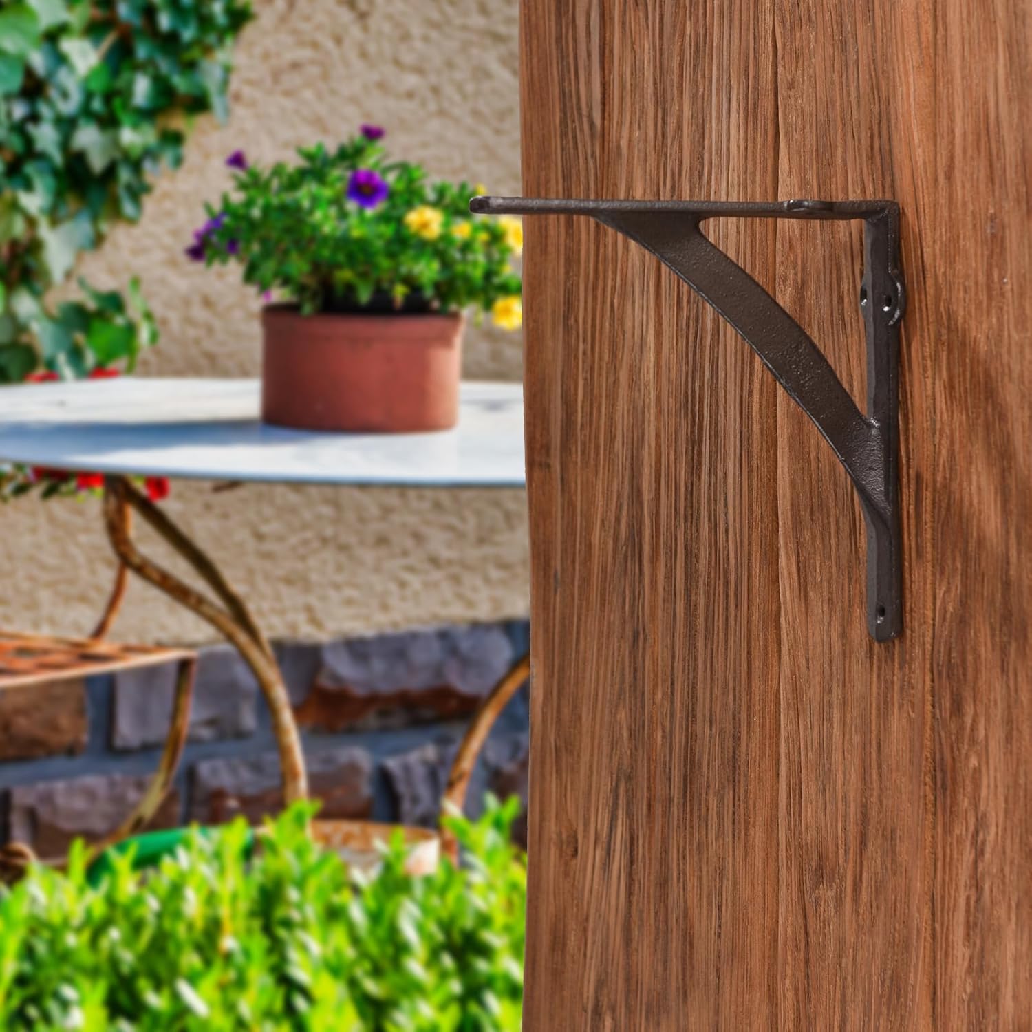 Cast Iron Dark Brown Simple Half Curved Decoration Wall Shelf Bracket Thick Mailbox Bracket Antique Home Farmhouse Decorative 1 Pack Large 7.9in (Length) (2)