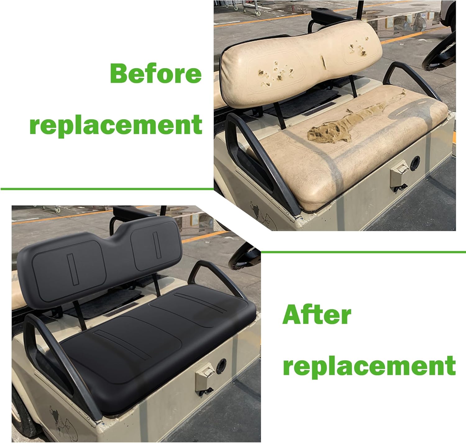 10L0L Golf Cart Replacement Seats, Golf Cart Seats Front Seat Bottom & Seat Back Assembly for EZGO TXT 1994-2013 Factory Style Including Seat Cushion and Backrest Pad