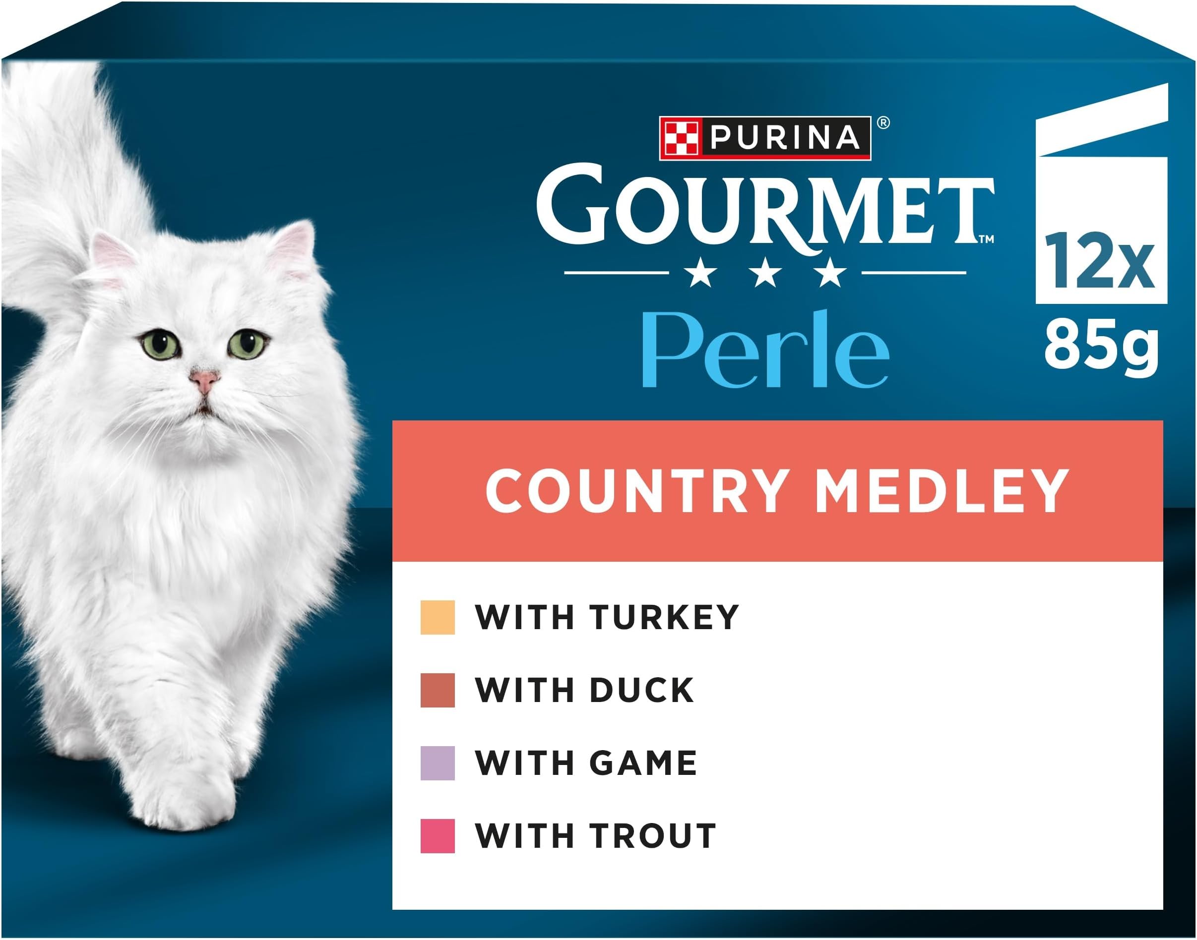 GOURMET Perle Country Medley Mini Fillets in Jelly Wet Cat Food 12x85g (Pack of 4)