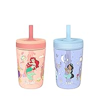 Vista 20 de Zak Designs - Juego de vasos Disney Kelso de 15 onzas (Ratón Minnie) con tapa atornillada a prueba de fugas y popote, hecho de plástico duradero