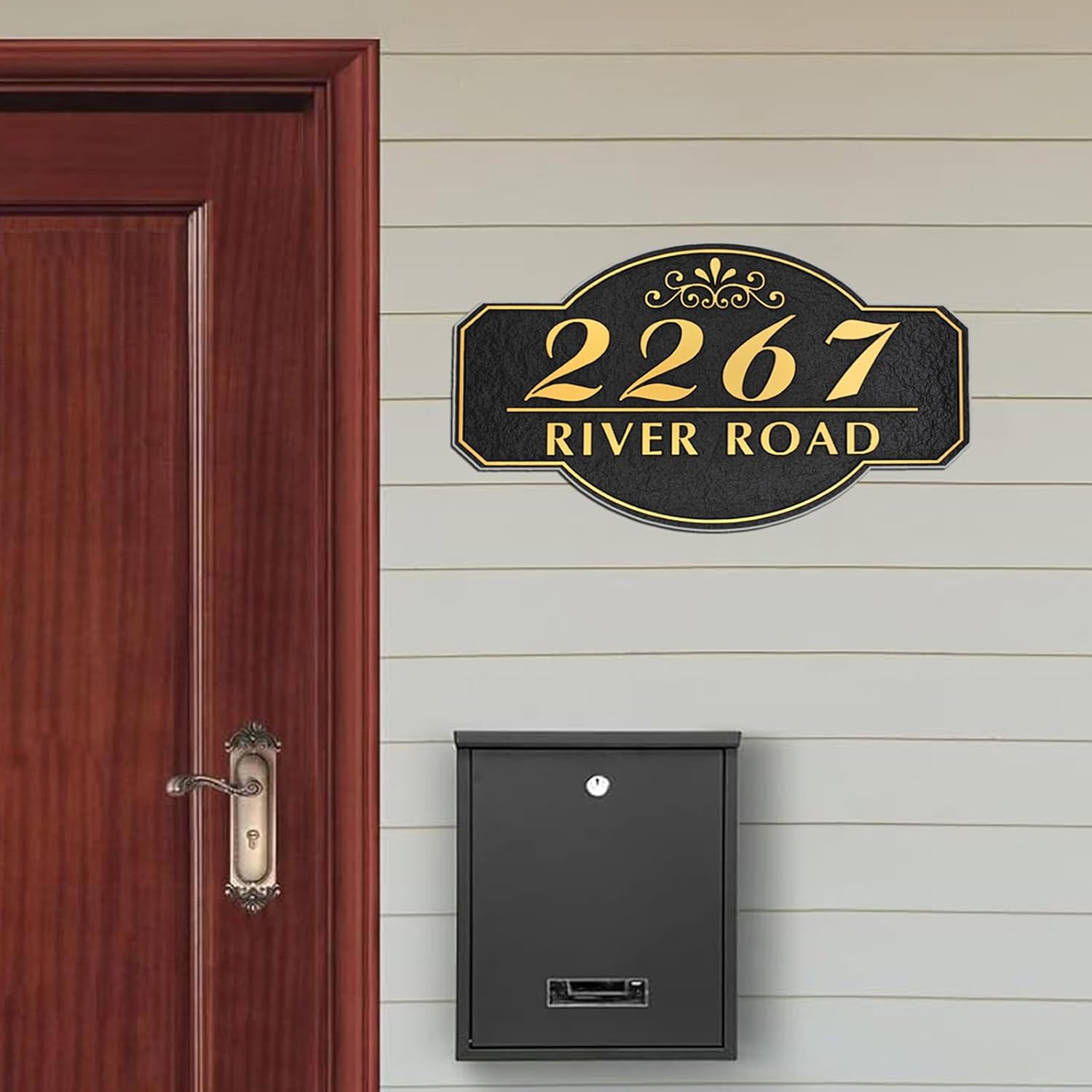 Custom Address Plaque Art Vintage - Personalized House Number Sign Plaque, Address Numbers for Outside, Yard, Driveway, Garden, Brick Mailbox, Business 9.8 x 6 inch